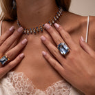 Sortija XL Cristal Zafiro Claro - Piedra de Toque