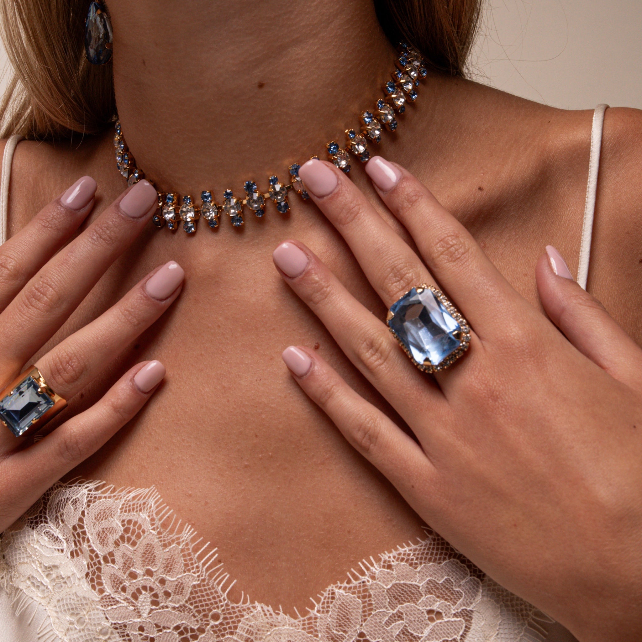 Sortija XL Cristal Zafiro Claro - Piedra de Toque